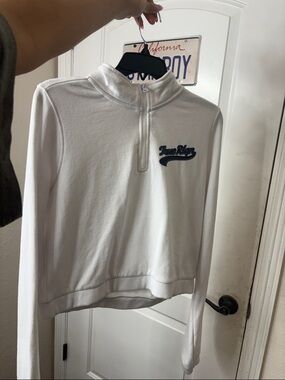 True Religion White Hoodie with Navy Logo Tag